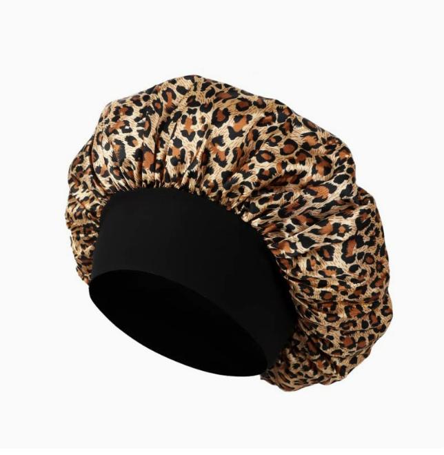 Shower Wide Brim Elastic Satin Hair Care Cap - Women's Sleep, Salon, and Shower Use