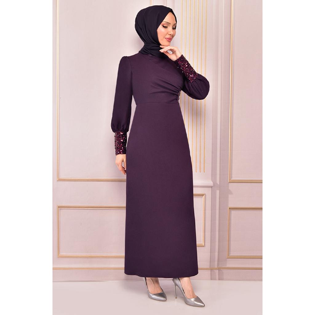 Pearl Detail Evening Dress Emerald Asm2553