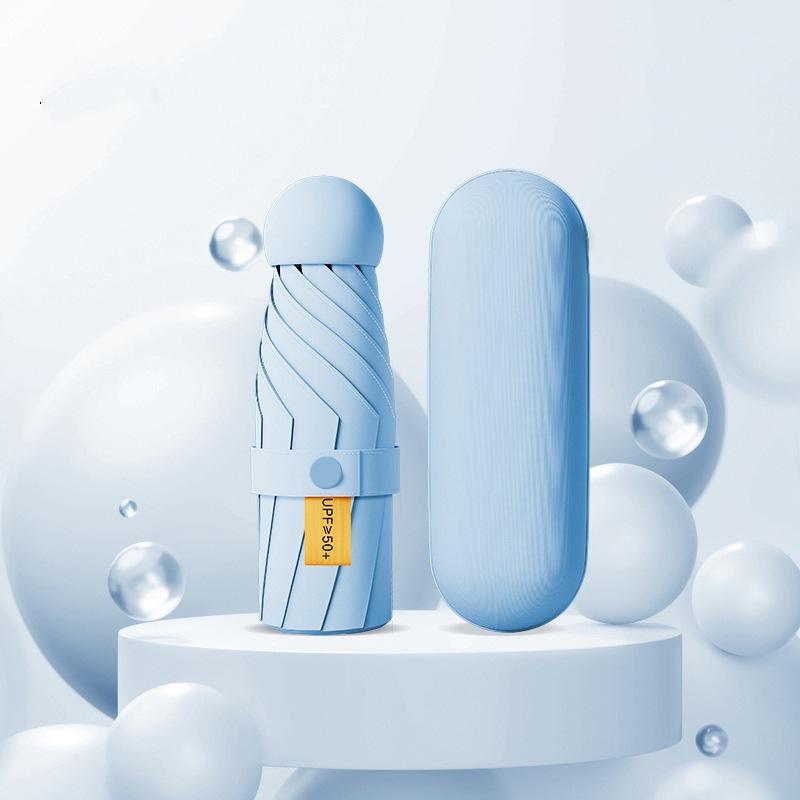 Black Plastic 50% Fold Ultra-Light Pocket Umbrella - Portable, Mini, for Sun/Rain