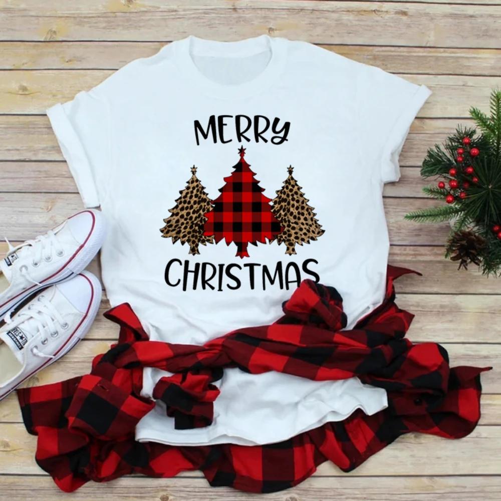 

Shiny Christmas Tee Tshirt Merry Christmas Print Women TShirt Durable Oversize Casual Tshirt Festival Decor Streetwear S