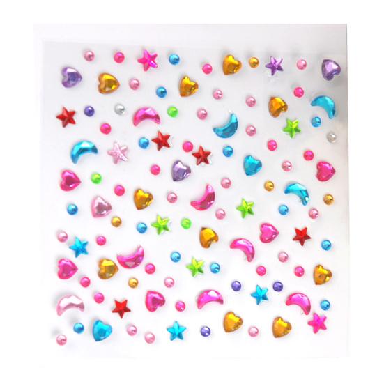 Colorful Rhinestone Stickers for DIY Crafts Star Moon Gem Stickers for Scrapbooking & Journaling Self-Adhesive Sparkling Gems for Card Making
