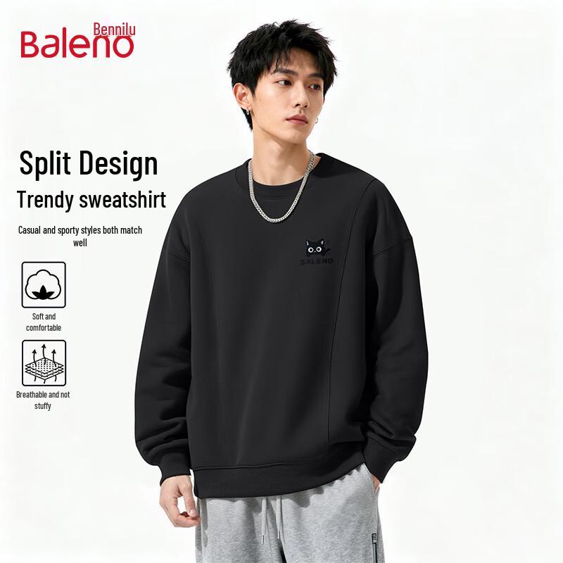 

Baleno Men s Round Neck Cat Print Loose Fit Sweatshirt 2XL