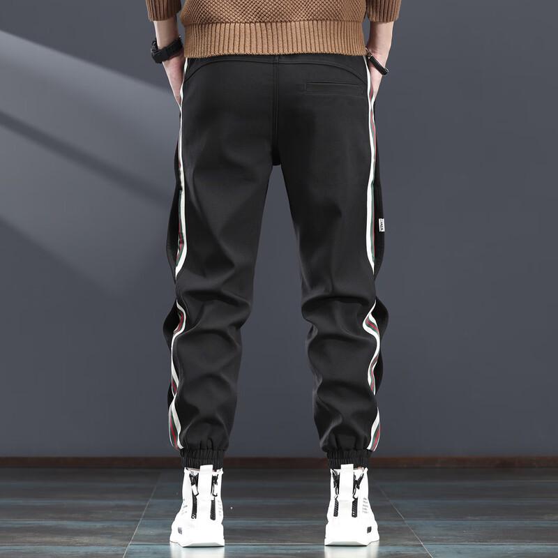 Jie Lei Nuo Men's Trendy Striped Splicing Jogger Pants