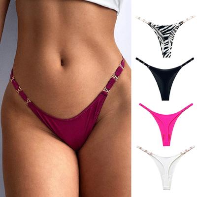 Kobiety stringi Zebra tekstura drukuj jednokolorowy niski stan super oddychająca metalowa klamra pornograficzne miękkie elastyczne majtki damskie damskie intymne ubrania