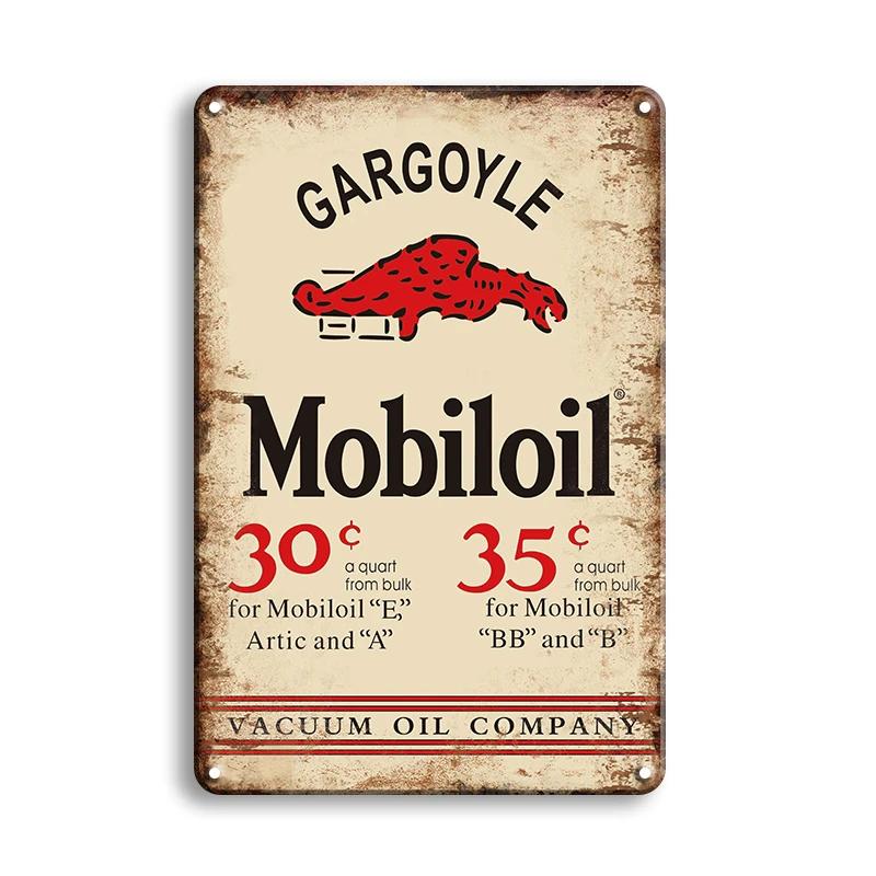 High Definition Tin Sign Vintage Gulf Esso Mobilgas Motor Oil Retro Metal Wall Art Classic Gas Station Pin Up Girl Decor Plaque