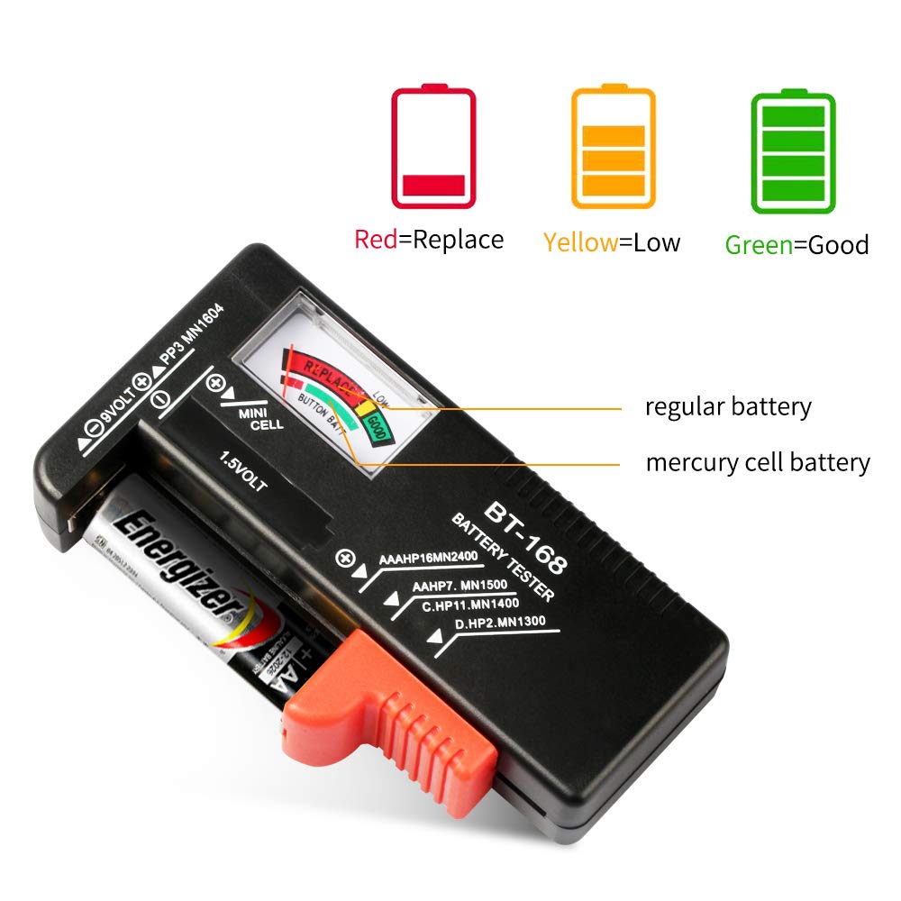 1pc BT-168 AA/AAA/C/D/9V/1.5V Batteries Universal Button Cell Battery Colour Coded Meter Indicate Volt Tester Checker BT