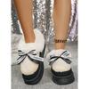 2025 Fall/Winter Plus Size Bow-Adorned Warm Women's Thick-Sole Cotton Boots - Fashionable & Comfortable