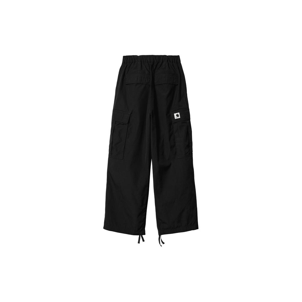 Carhartt WIP Ss24 Womens Jet Cargo Pant Loose Fit Zipper Solid Color Straight Leg Square Label Work Pants Women Pants Black I032260-89-02