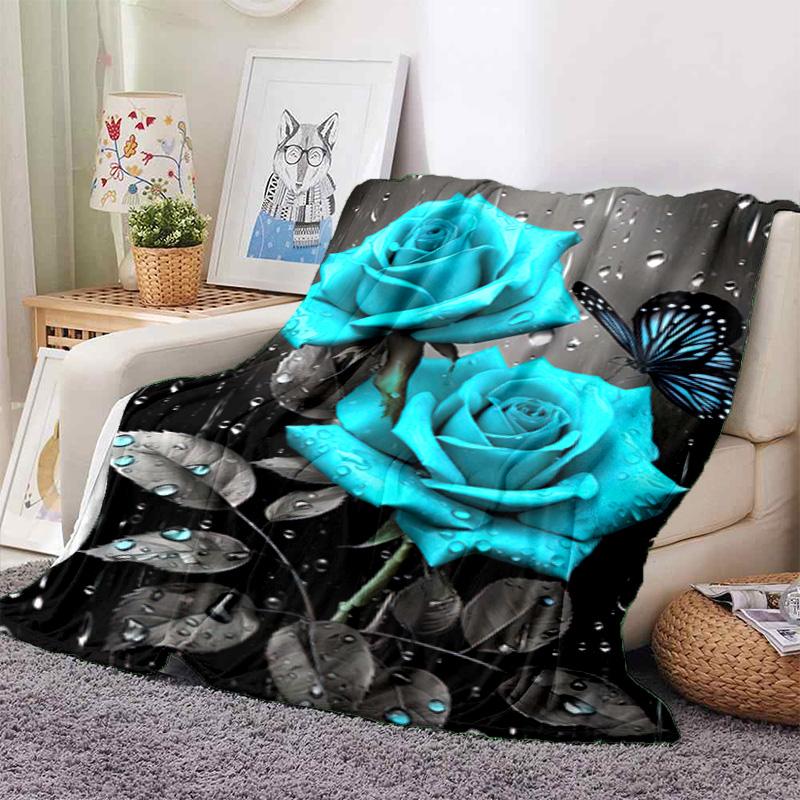 Vintage Rose Garden Art Blanket Soft And Portable Four Season Home Bed Sofa Blanket Office Travel Lunch Break Warm Blanket A5