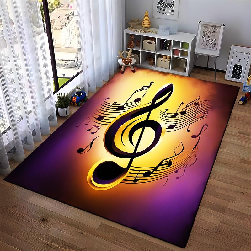 Music-Themed Carpet with Treble Clef Design and Vibrant Colors Suitable for use as an anti-slip for living room bedroom sofas