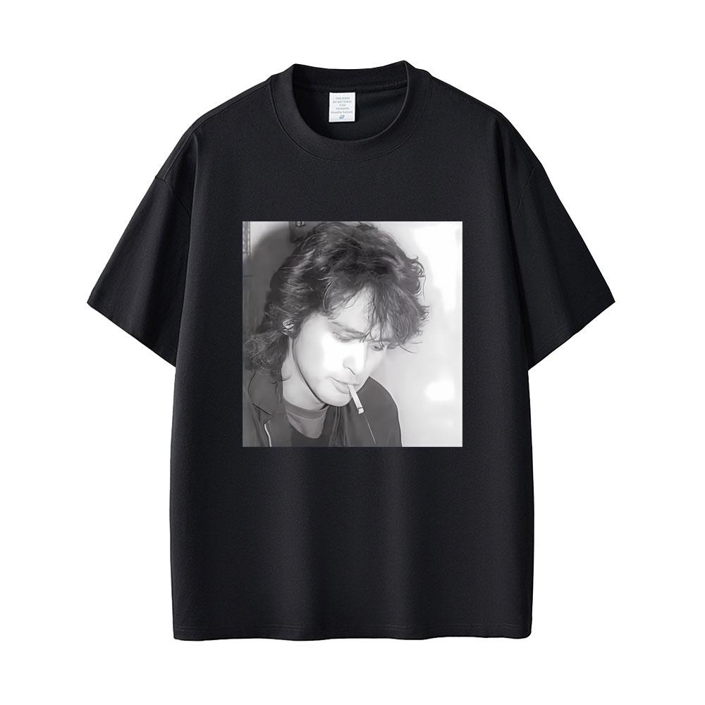 Klassische Russische Rockband Kino Viktor Tsoi Rauchmotiv Grafik T-Shirts Unisex Damen Lässig Übergroß Streetwear Unisex Baumwoll-T-Shirts