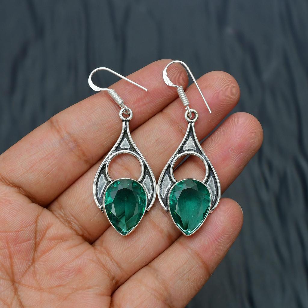 Paribba Toermalijn Edelsteen Handgemaakt 925 Sterling Zilver Sieraden Oorbellen