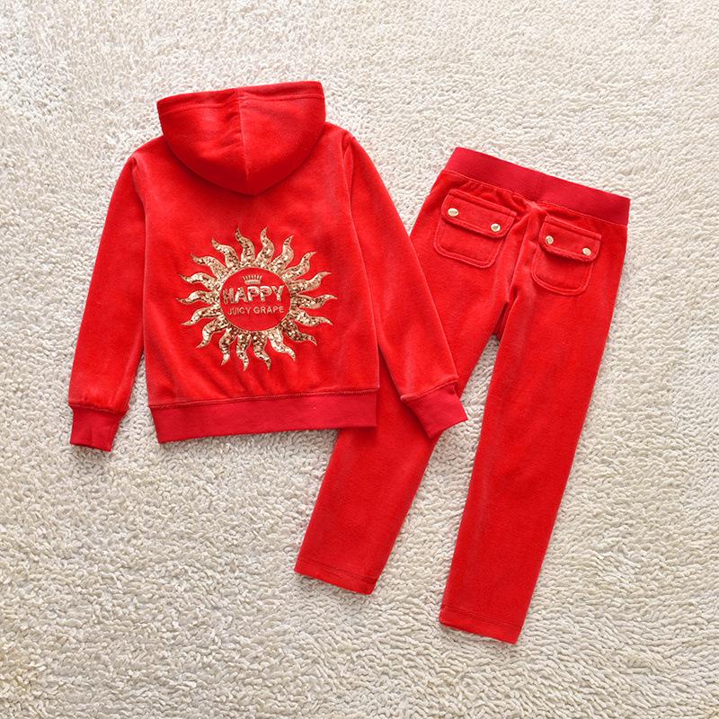 Europäischer & Amerikanischer Samt-Hoodie & Hose mit geradem Bein für Mädchen - Zweiteilige Freizeit-Sportbekleidung