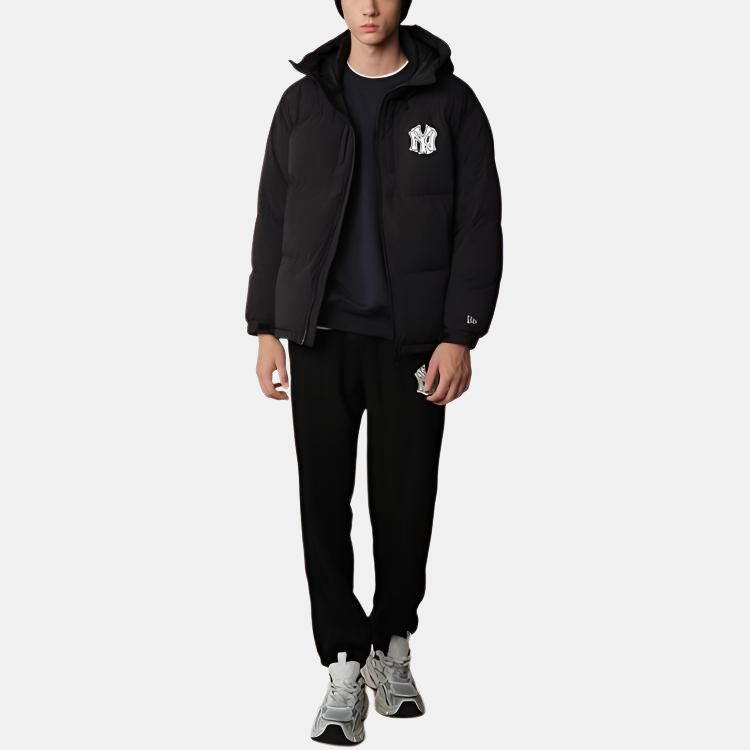 New Era FW25 MLB New York Yankees Warm Hooded Leather Patch Logo Embroidered Windproof Woven Down Jacket Unisex jackets 14731565
