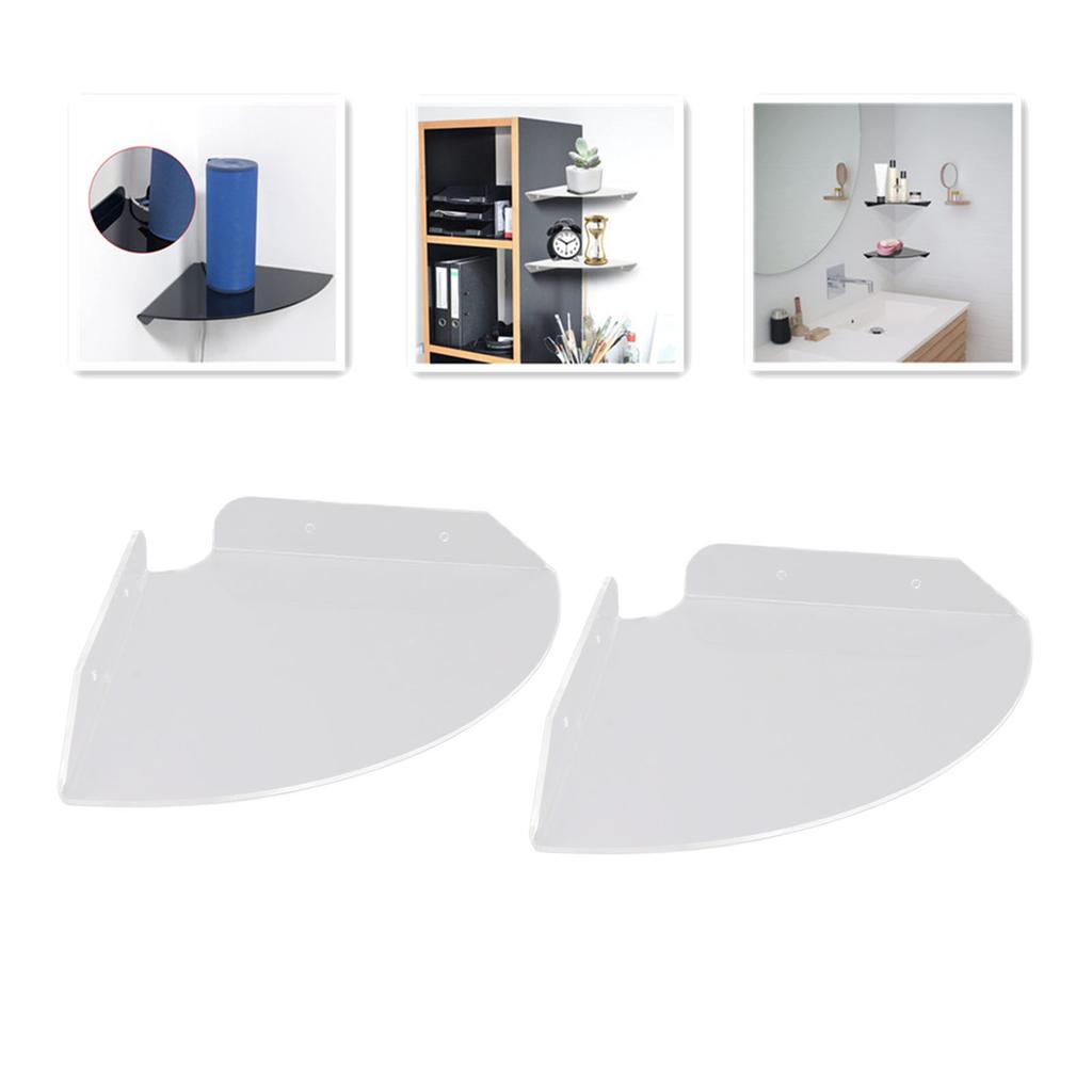 2pcs Wall Mount Floating Corner Shelves Quarter Round Hanging Corner Shelves for Bedrooms Living Rooms Shower Room