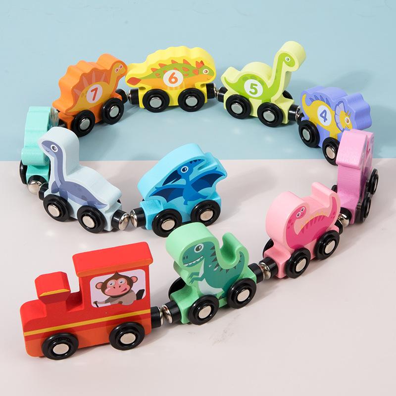 Dinosaur magnetic digital train toy kids educational early education baby infant magnetic building block assembly