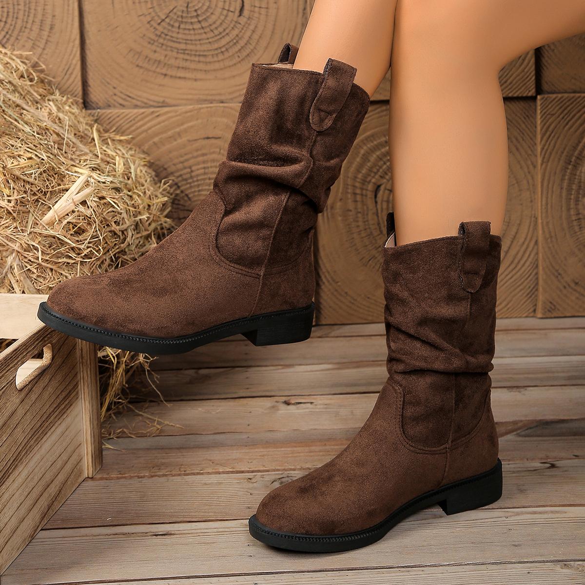 

Autumn and Winter New Korean Version Fashion Boots Thick Heel Slope Heel Round Toe Suede Over-the-knee Boots Women s Boot 35
