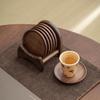 Black Walnut Tea Ceremony Coaster & Cup Holder - Solid Wood, Heat Insulated Pad for Kung Fu Tea Sets
