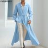 INCERUN Autumn Men Long Sleeve Belt Irregular Long Cardigan Coats Outwear