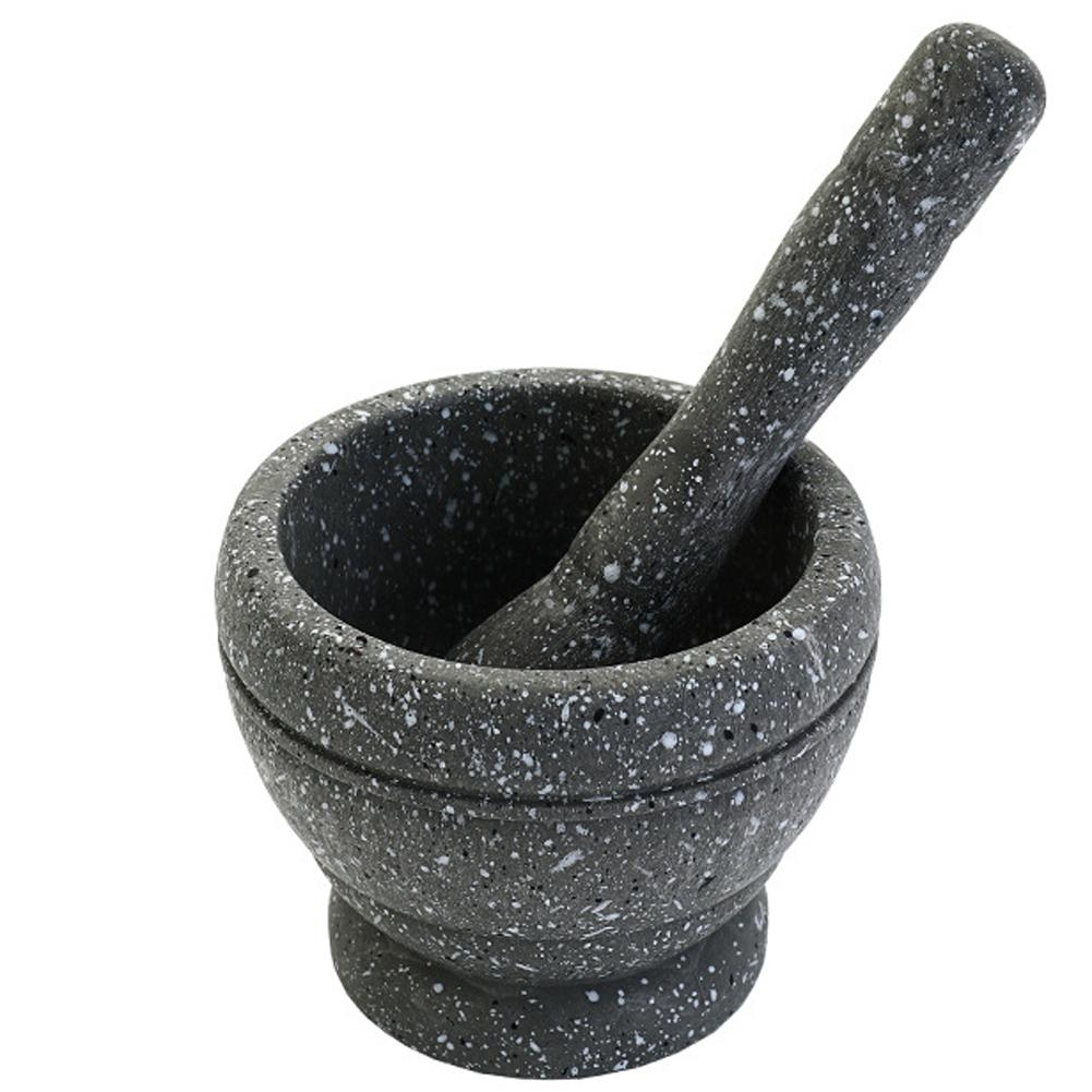 Household Grinder Pressing Garlic Mashed Garlic Mashing Pot Manual Mashing Medicine Pot Jujube Wood Pounding Garlic Stone Mortar