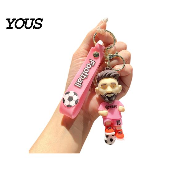 Keychain Charm Pendant, Football Star Figure Key Holder with Exquisite Craftsmanship Lanyard, Bag Pendant for Backpacks Handbags Cars Wallets