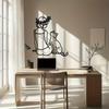 1pc Modern Metal Wall Art Woman with Cat Line Drawing Black White Iron Decor Living Room Bedroom Kitchen