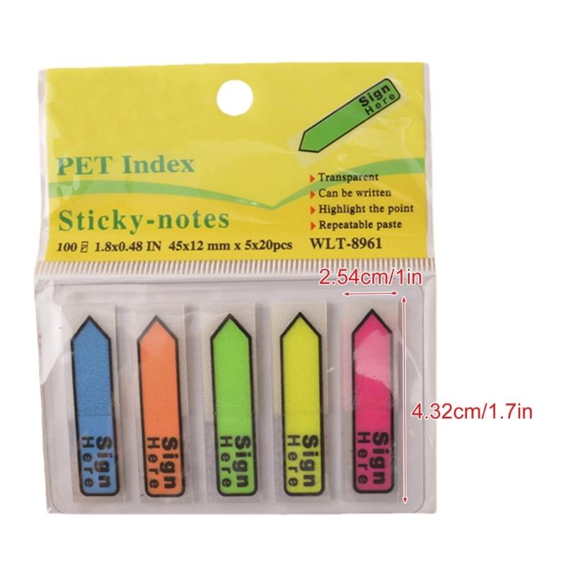 100 Pcs Sign Here Sticky Notes Sign Here Tabs Message Flags Arrows Labels Sticker Sign Here Flags for Office School