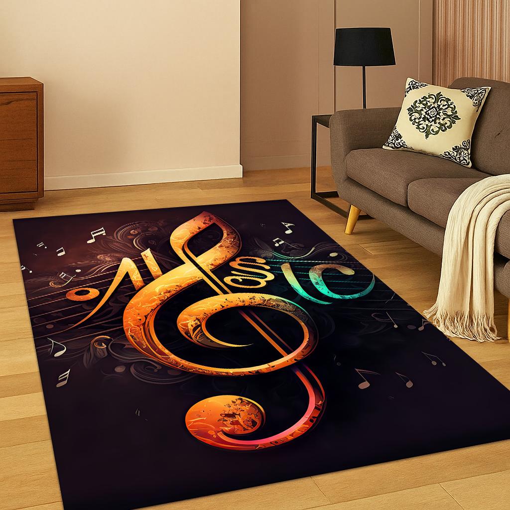 3D Music Note Art Carpet Rug Floor Mat for Living Room Sofa Home Bedroom Doormat Kitchen Decor,Playroom Non-slip Area Rug Gift