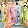 Cartoon Pencil Set with Ruler, Eraser, and Sharpener for Primary Students