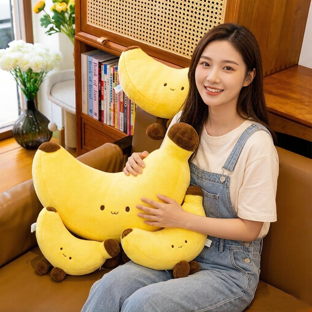 Favorite Toy Unisex Yellow 23~70Cm Legs Banana Plush Toy Stuffed Fruit Doll Smiling Face Humanoid Plushie Prop Birthday Gift