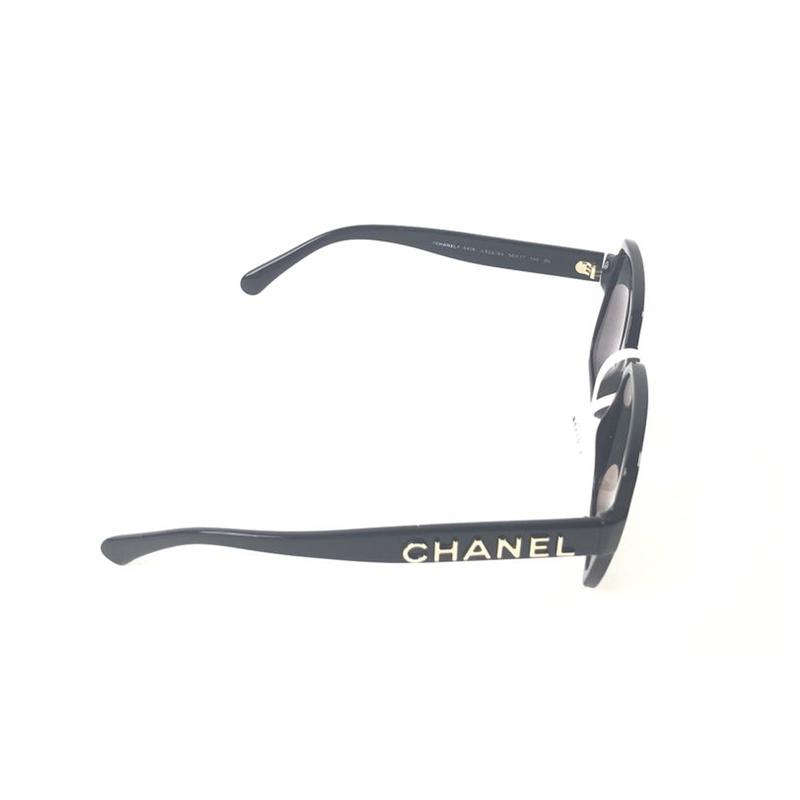 CHANEL letter logo irregular sunglasses women's black