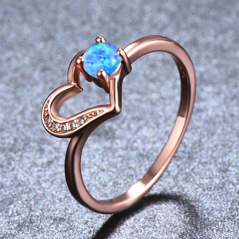 

Rose gold, round white Orbo + hollow peach heart ring, no. Unsalable model. no. 6
