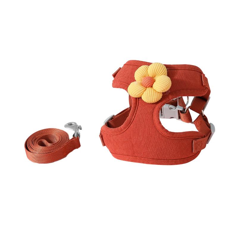 

Pet vest leash dog cartoon three-dimensional teddy walking dog rope cat out anti-break free chest strap S (1-3 kg) розовый