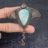 Natural Aquamarine Gemstone Handmade Copper Fish Wire Wrap Pendant 3.54" V0W84