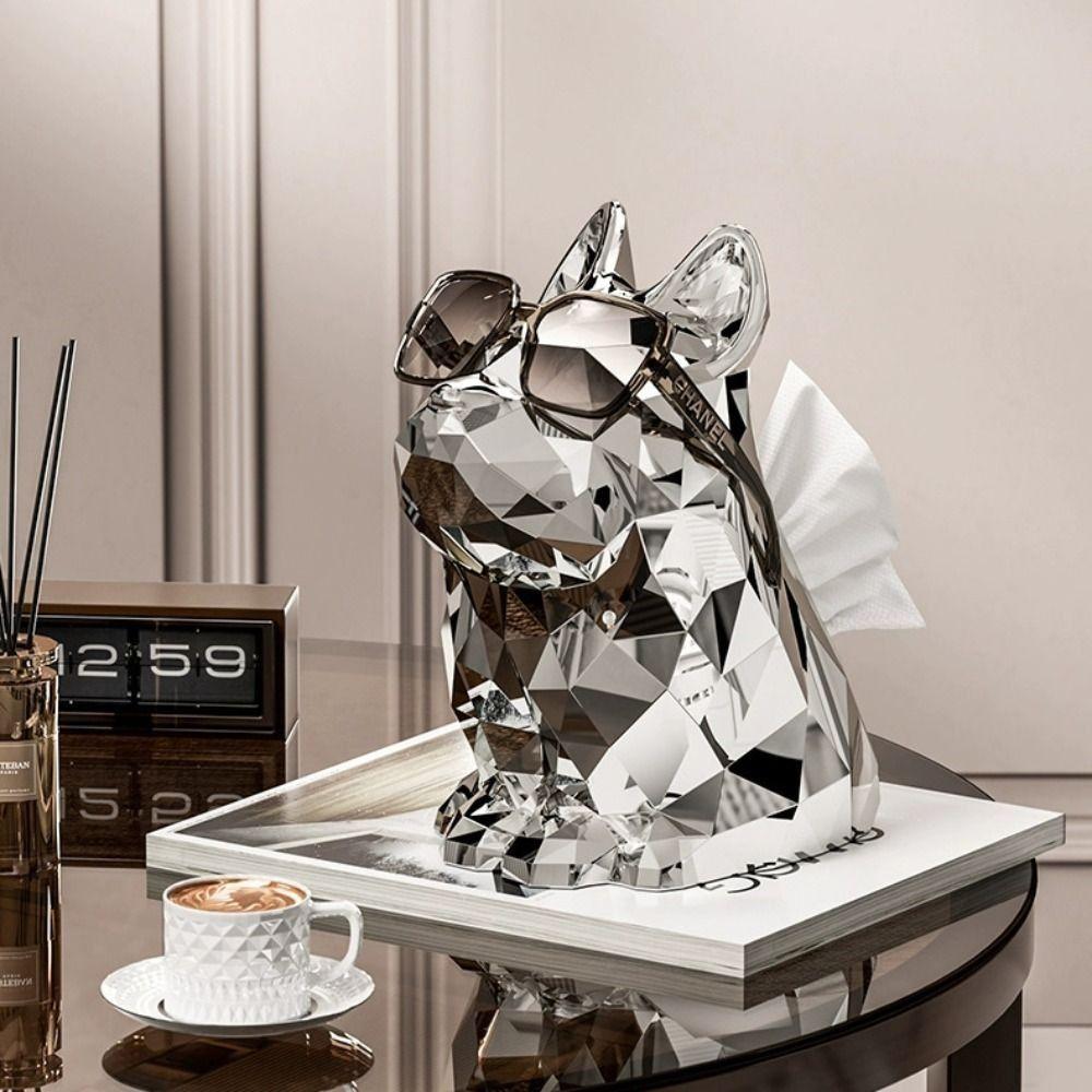 Creative Tissue Box French Bulldog Desktop Storage Box Modern Decor Tissue Paper Case Kitchen