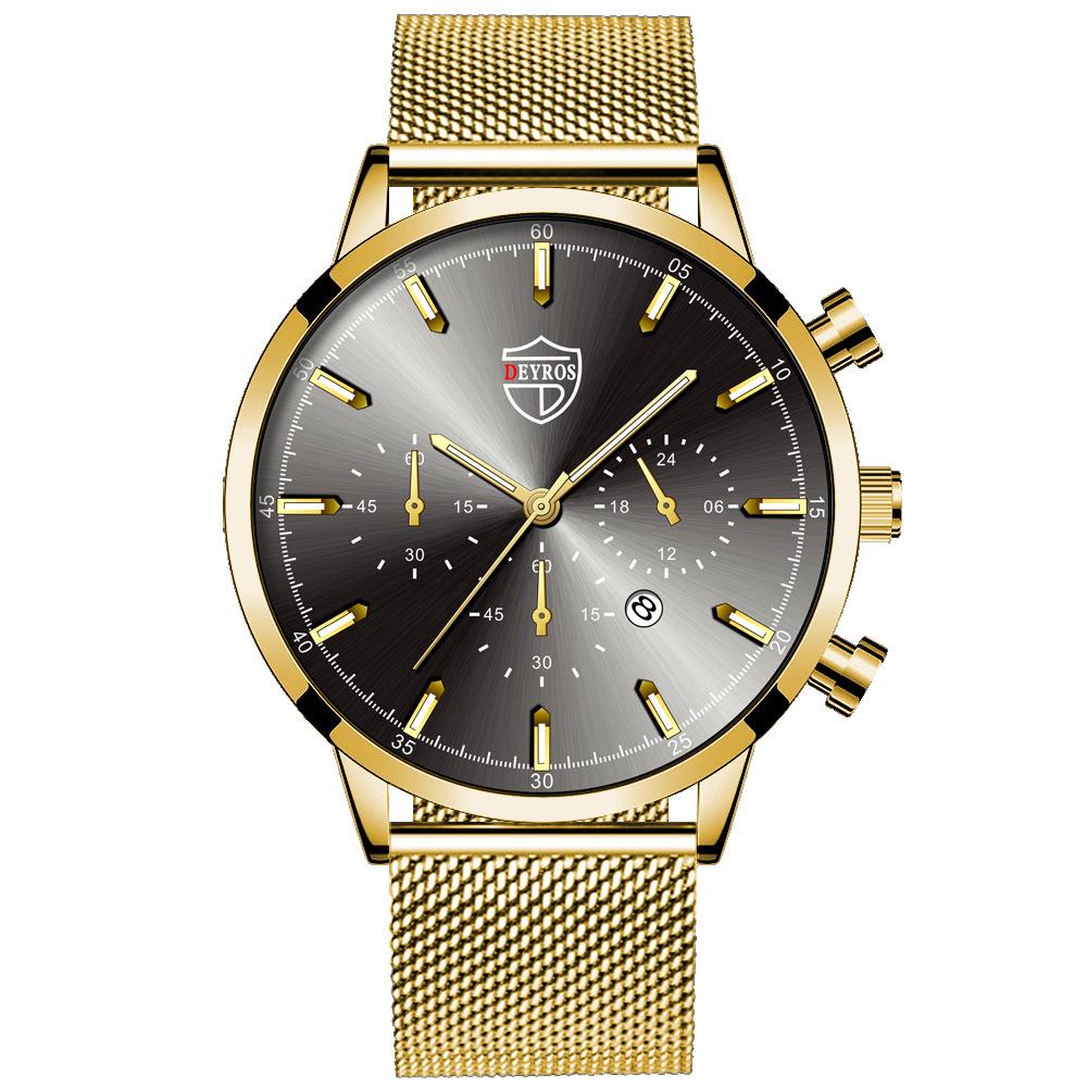 Stainless Steel Mesh Strap Men S Watch Trendy Fashion Luminous Calendar Quartz Watch