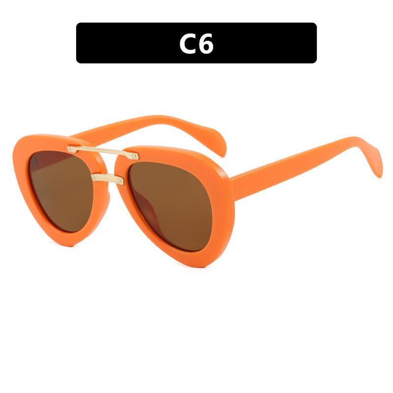 Retro Oval Frame Sunglasses Fashion Big Frame Sunglasses Punk Green Pilot Eyewear Personalized Shades Sun Protection Glasses