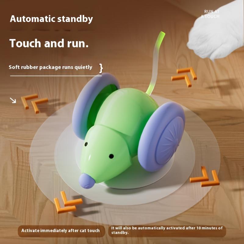 Interactive Electric Cat Toy Automatic Moving Mouse Car with Smart Obstacle Avoidance Rechargeable Self-Playing Kitten Teaser