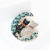Fashion Alloy Rhinestone Cat Moon Viewing Brooch Versatile Temperament Women'S Clothing Corsage Jewelry Pin