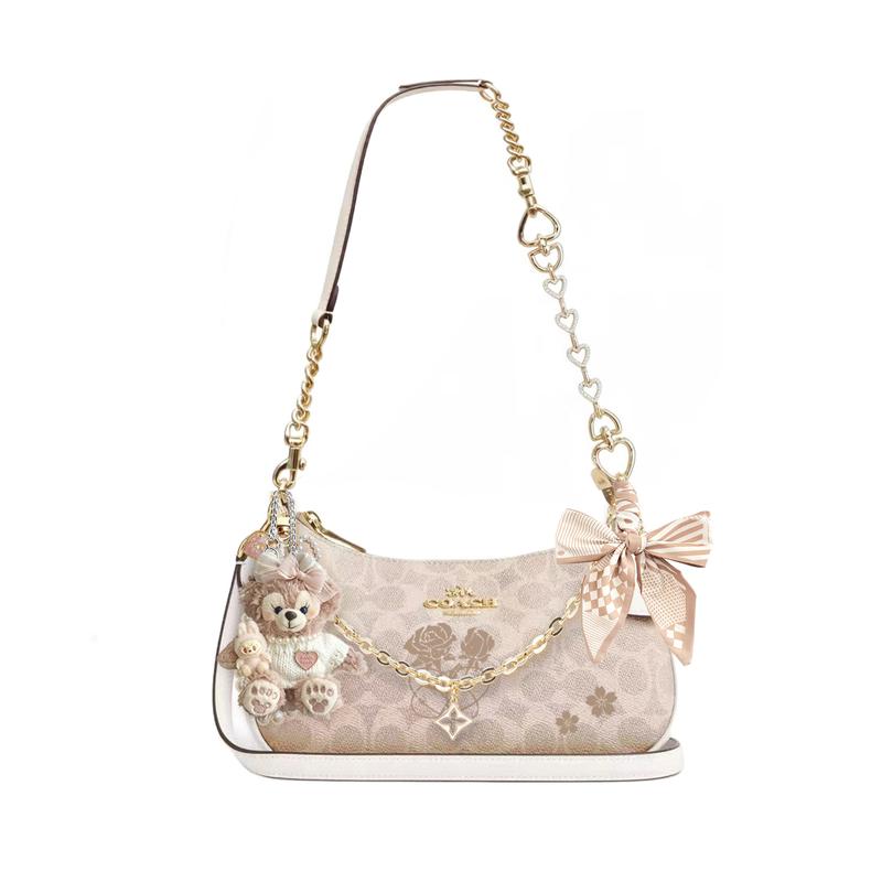 

COACH shoulder bag [Customized bag] Teri 24 classic presbyopic Logo zipper closure, pendant, scarf, bow, printing Semi-narrative poem basic style білий