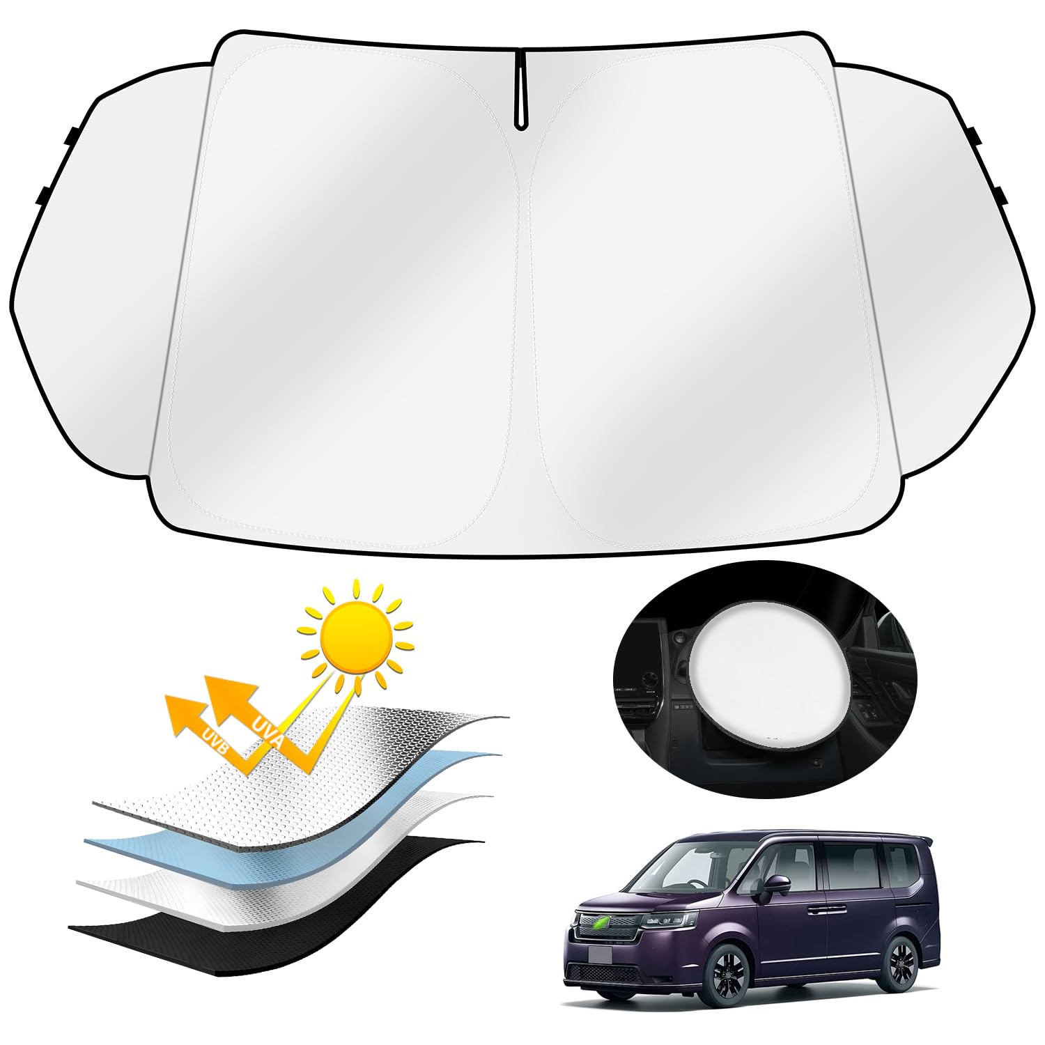 

AUTO SPEC Honda Step Wagon and RP8 Front Integrated Front and Triangular Step Wagon Blackout Front Specific Design for STEP WAGON 2022 UV Sun Storage