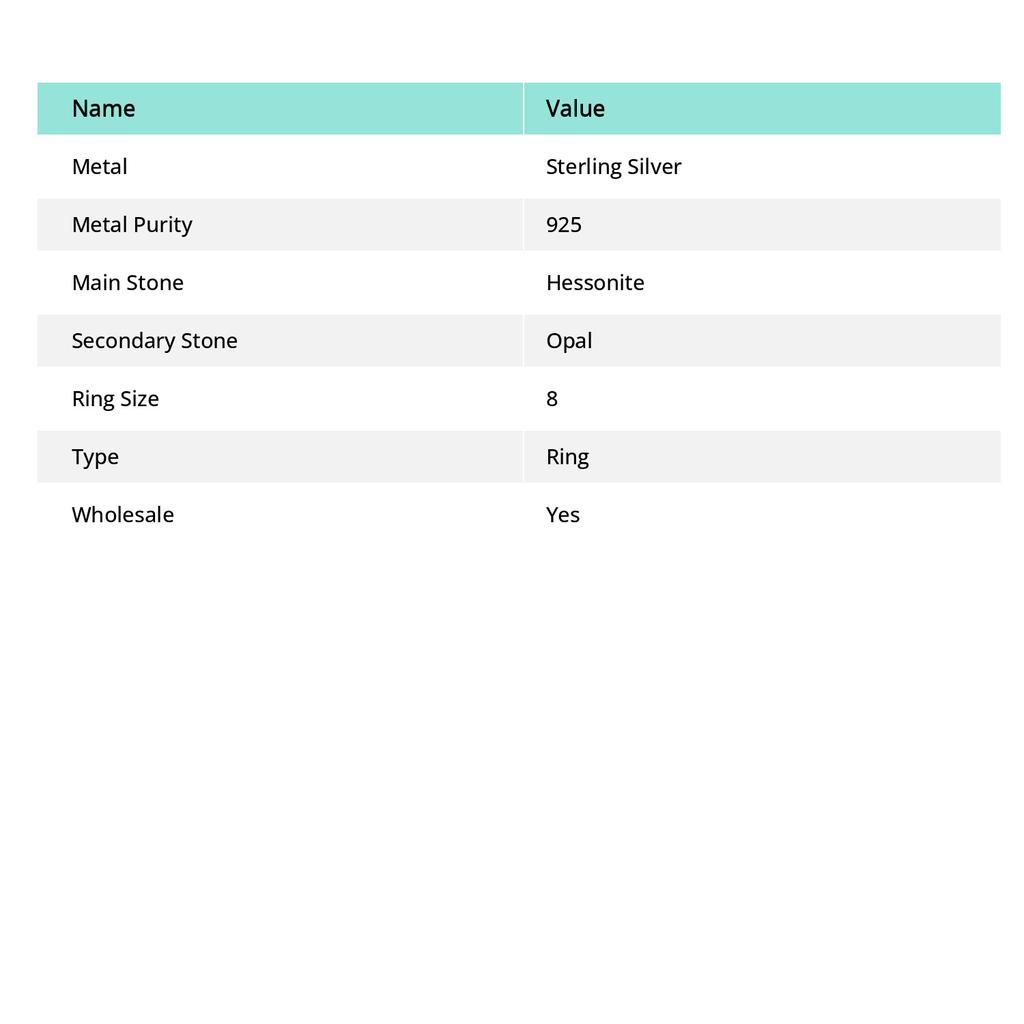 Granat hesonit natural, piatră prețioasă opală Inel din argint 925 Mărimea 8 N2z58