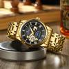 Vintage Automatic Watch Multifunctional Mechanical for Men Stainless Steel Skeleton Wristwatch Elegant Diamond Watches