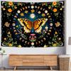 Butterfly Moon Flower Tapestry Botanical Floral Plant Boho Tapestry Wall Hanging Mandala Aesthetic Mushroom Retro Vintage