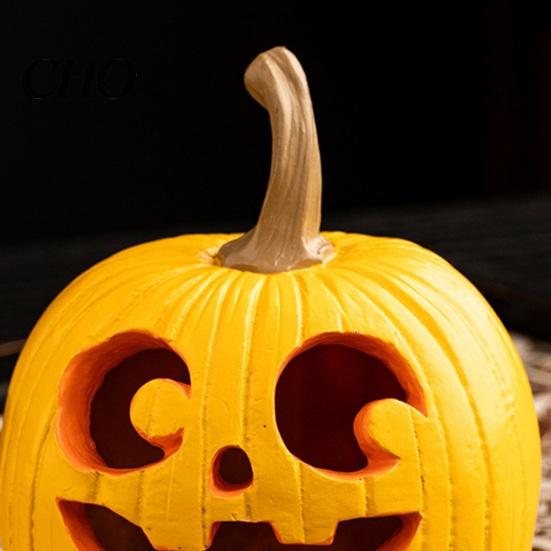 Halloween Dining Table Decor Pumpkin Figurine Spooky Resin Curved Sculpture Autumn Farmhouse Long-lasting Decoration for Front Porch Mantel Home Desk