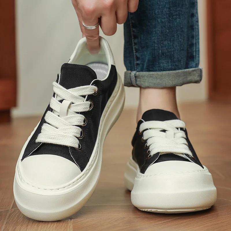 2025New Comfortable High-Quality Breathable Fashion Canvas Shoes for Men Summer Black Work Shoes Casual Big
