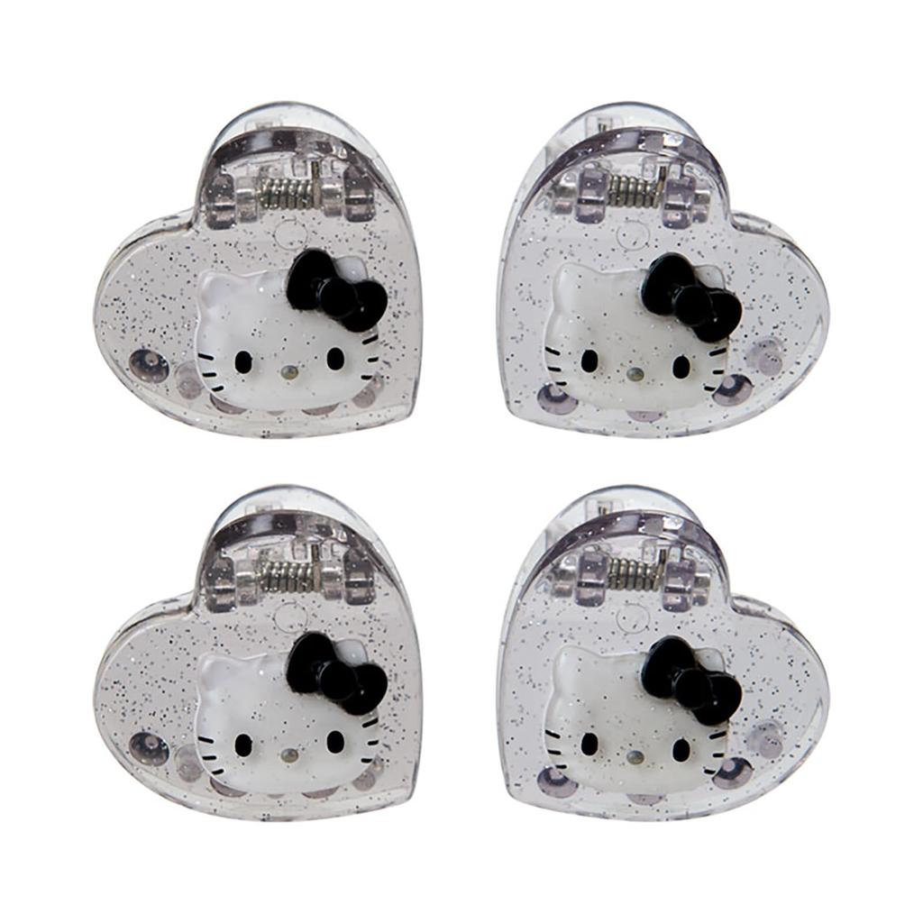 Sanrio Mini Hair Set of Hello Silver ABS Ages 3 and 159034 Clips, 4, Kitty, Resin, Up,
