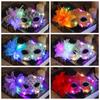 Plastic Feather Flower Mask Lace Venice Masquerade Mask Princess LED Glowing Mask  Carnival