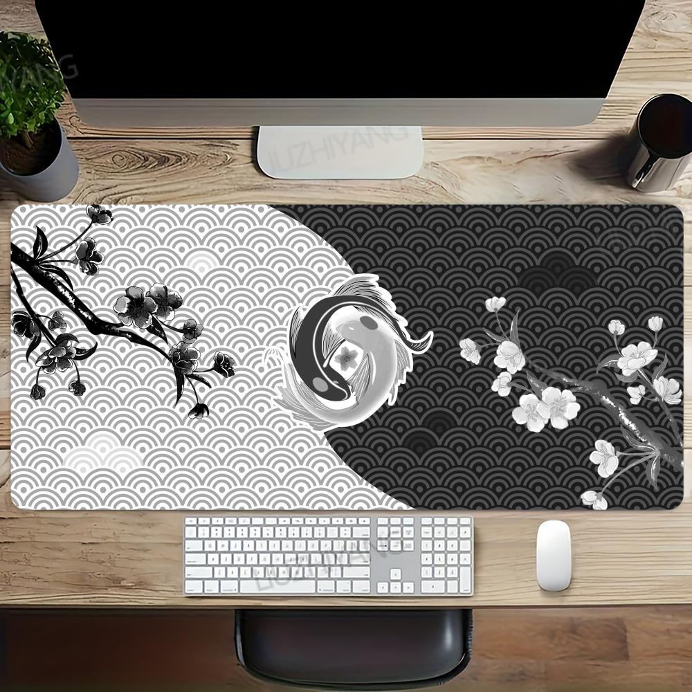 Yin Yang Fish Koi Multisize Mouse Pad Japanese Style Gamer Xxl Office Keyboard Mousemat Black White Carpets Mousepad For Laptop