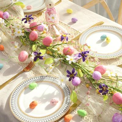 Easter Garland Artificial Floral Spring Garland With Foam Eggs Flowers For Mantle Fireplace Easter Party Home Outdoor Decor